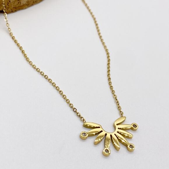 NEW Abstract Sunrise Gold Layering Necklace - Picture 16 of 16